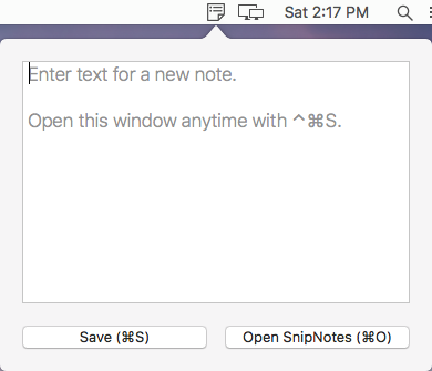 SnipNotes for menu bar